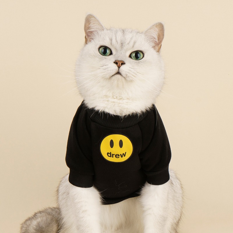 New pet clothes dog cat clothes fashion brand autumn and winter small milk cat anti-lint smiley face sweater cat autumn clothes