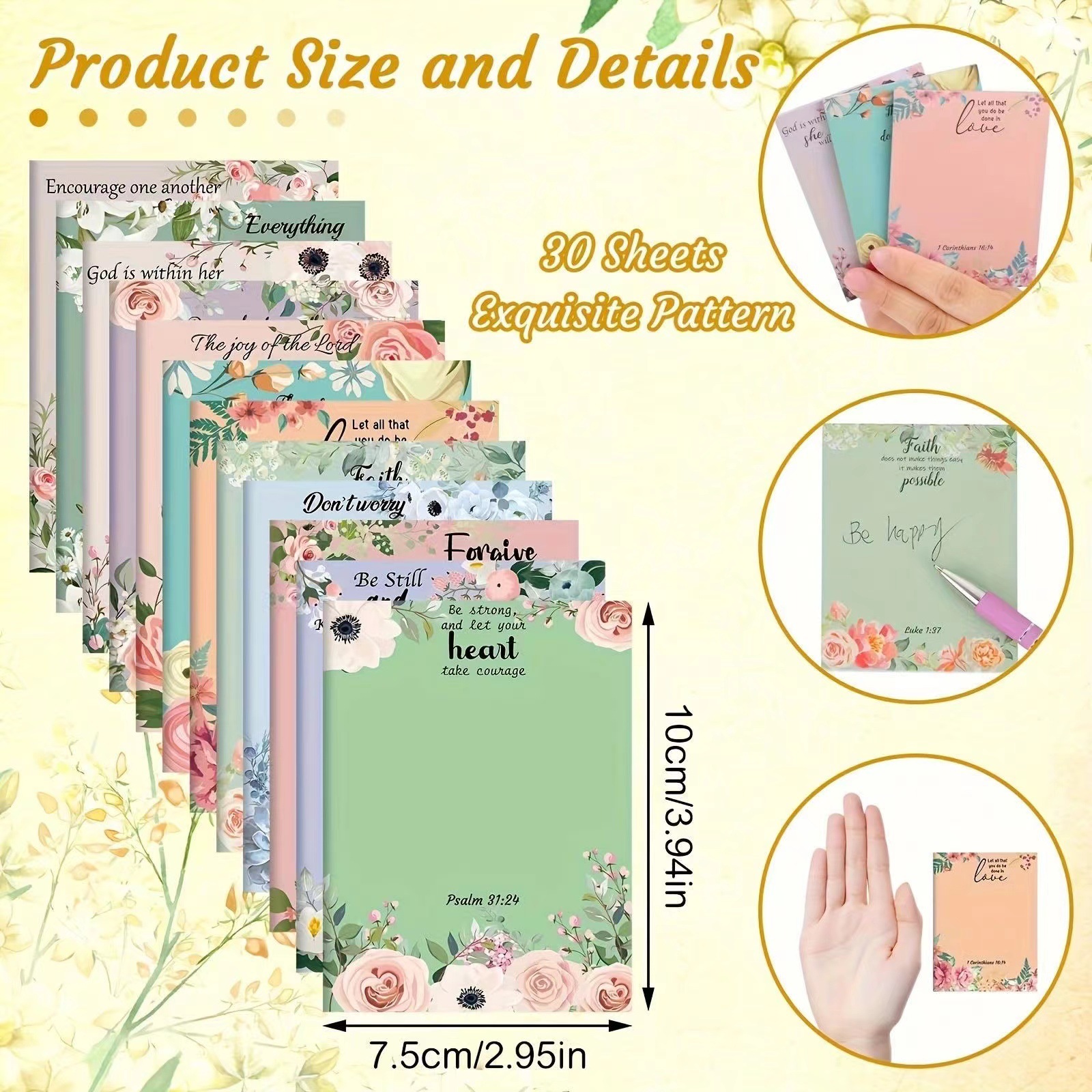 Cross-border journal note paper flower ins fresh n-Times stickers tearable message strip memo material collage base stickers