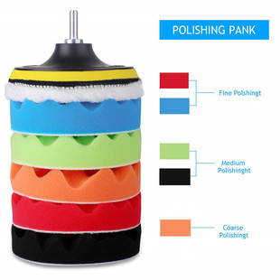 Cross-border car polishing and waxing sponge polishing Disc 8-piece set 3/4/5/6/7 inch sponge wheel wool polishing pad