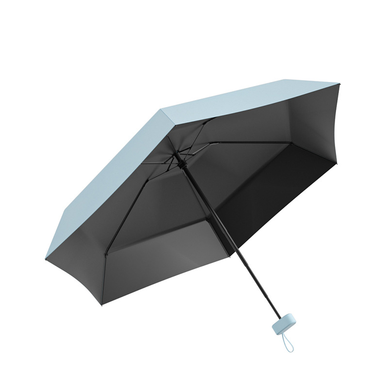 In stock leather zipper bag sun protection umbrella UV protection sun umbrella women's card bag sun umbrella dual-use folding six-fold umbrella