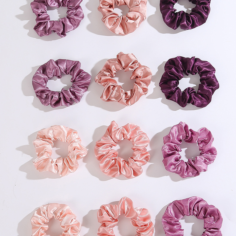 New autumn and winter French large intestine hair ring 12 piece set simple satin hair ring large intestine ring hair rope women's Korean head rope