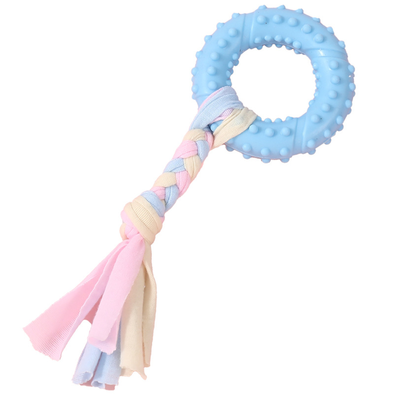 Macaron TPR cloth pet dog grinding stick bite grinding small dog tooth cleaning bite resistant toys wholesale