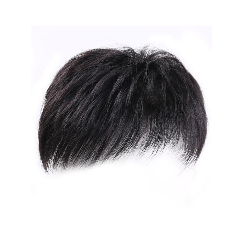 AliExpress foreign trade wig piece men's head replacement piece forehead bald cover white hair natural breathable artificial hair