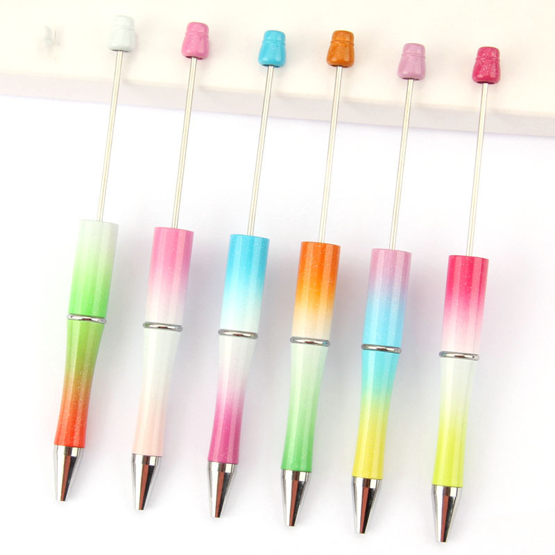 Plastic beaded ballpoint pen gradient color multi-functional creative cute fresh creative pen
