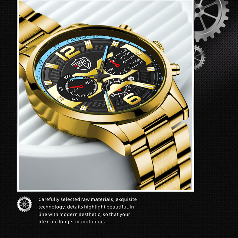 DEYROS cross-border popular men's fashion calendar watch men's Korean-style student Watch stainless steel quartz watch men