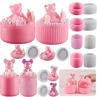Poppy diy crystal drop striped storage box storage jar epoxy resin mirror Cup silicone mold