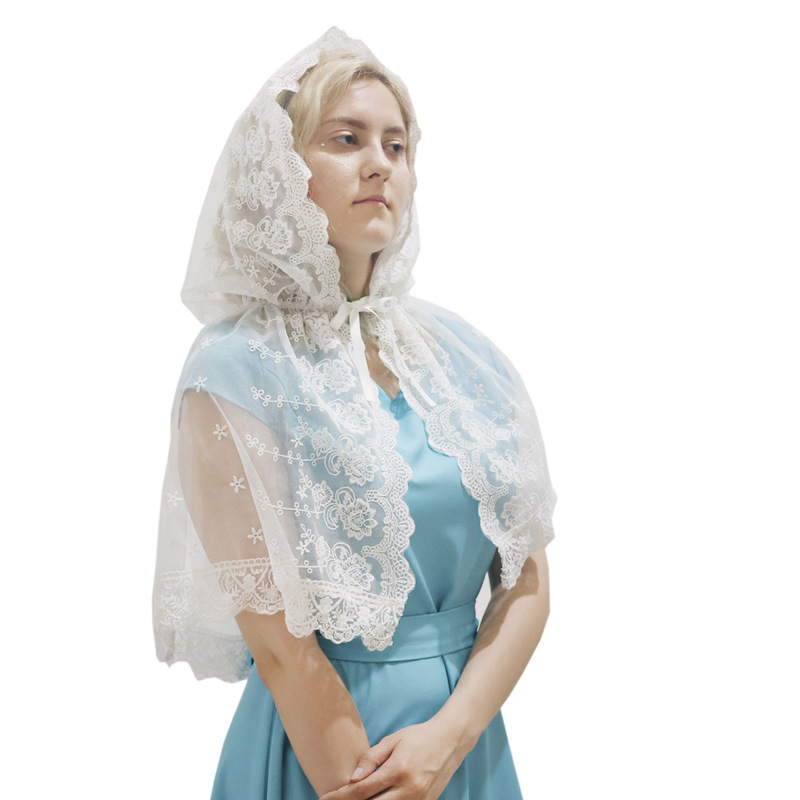 Amazon AliExpress cross-border new bridal lace scarf Church prayer mesh decorative head cover towel