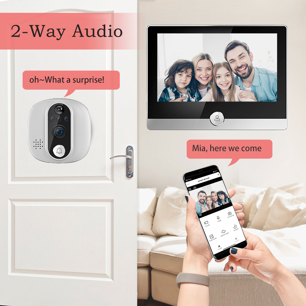 Graffiti smart cat eye camera Wireless wifi home monitoring remote video intercom visual doorbell tuya