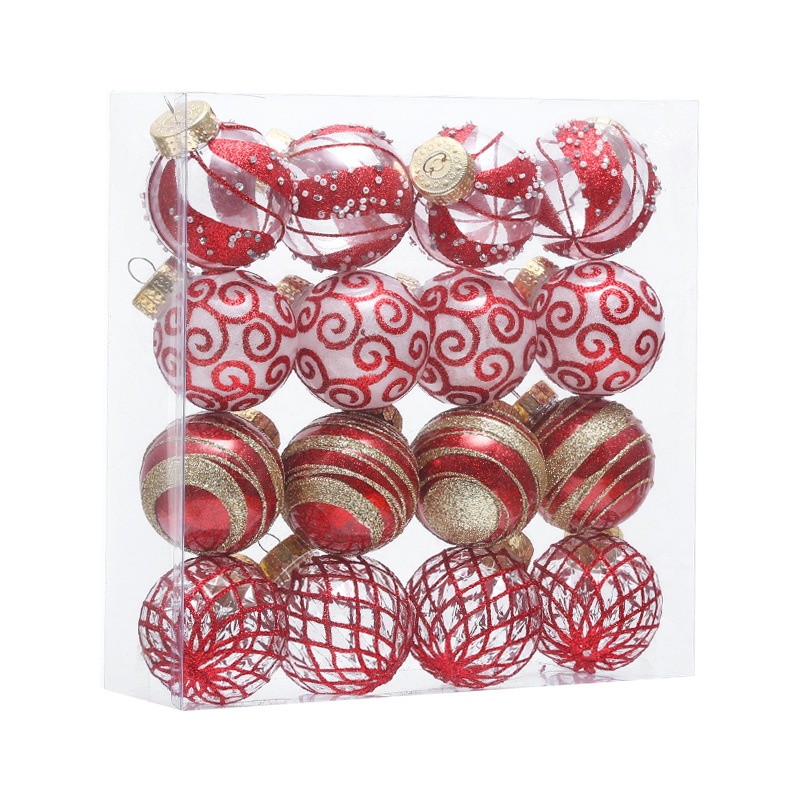 New Christmas ball transparent ball pendant pet boxed 6cm7cm hollow round seamless plastic Christmas decoration
