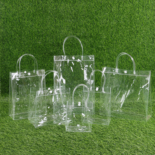 Spot pvc plastik tote çanta şeker çiçek hediye çanta özel logo şeffaf hediye ambalaj çantası Image