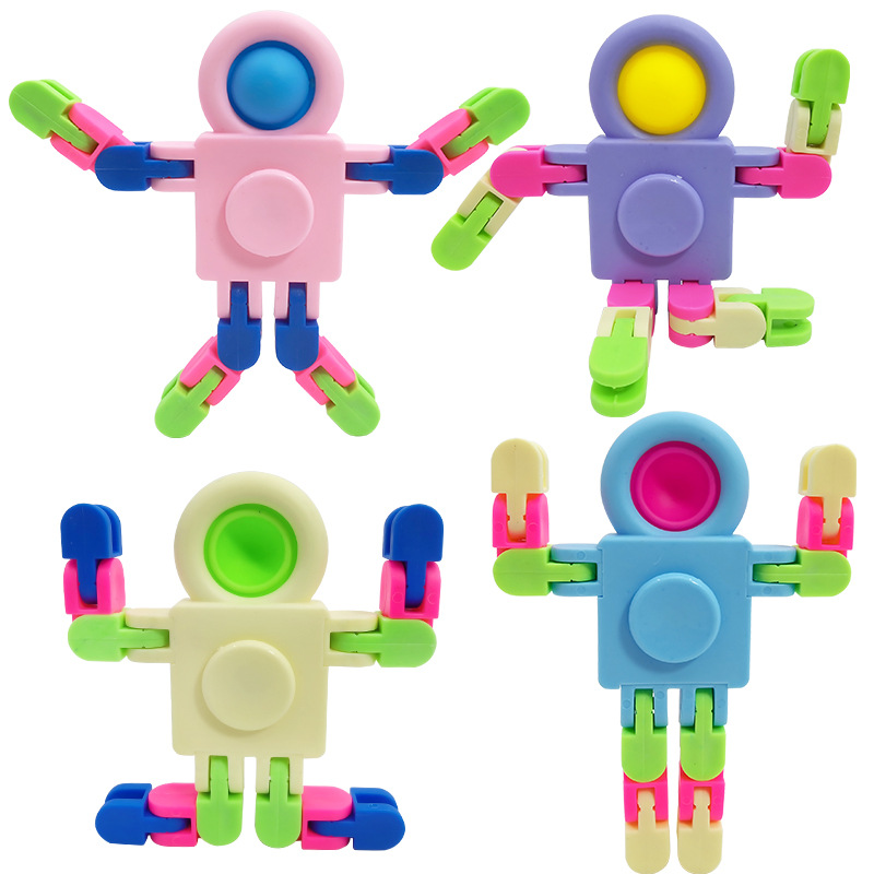 Spaceman chain gyro children's mecha mechanical deformation rotating gyro decompression changeable fingertip robot toy