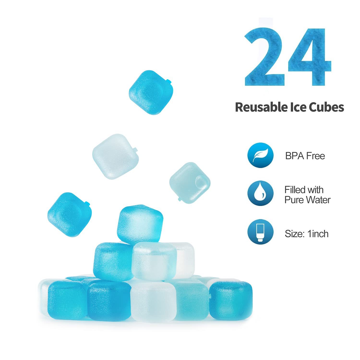Factory direct sale 24 reusable plastic ice cubes can be iced in summer in various shapes bar party can be cold