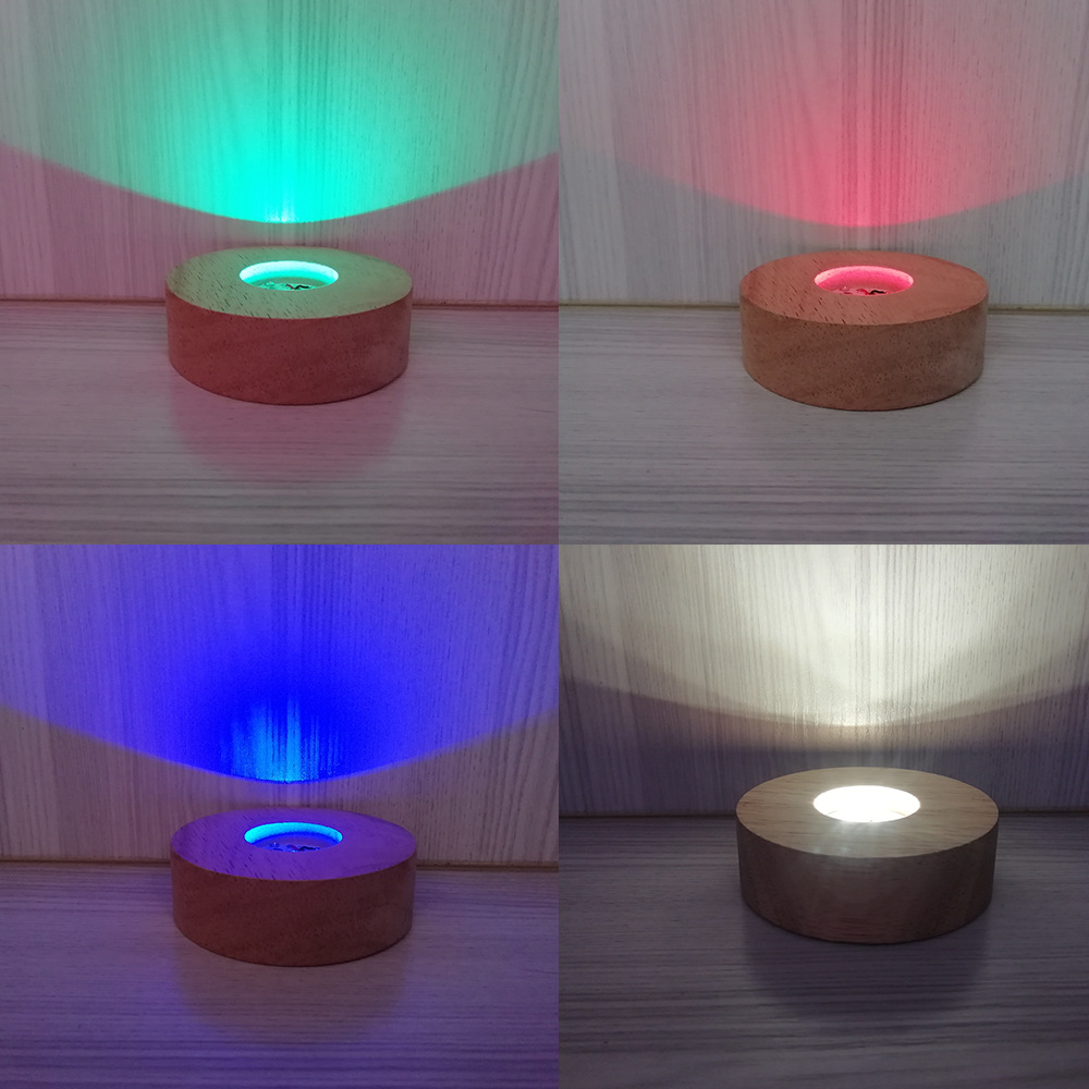 Yonii LED solid wood night light 3 7th battery AAA wireless round solid wood luminous base warm lamp