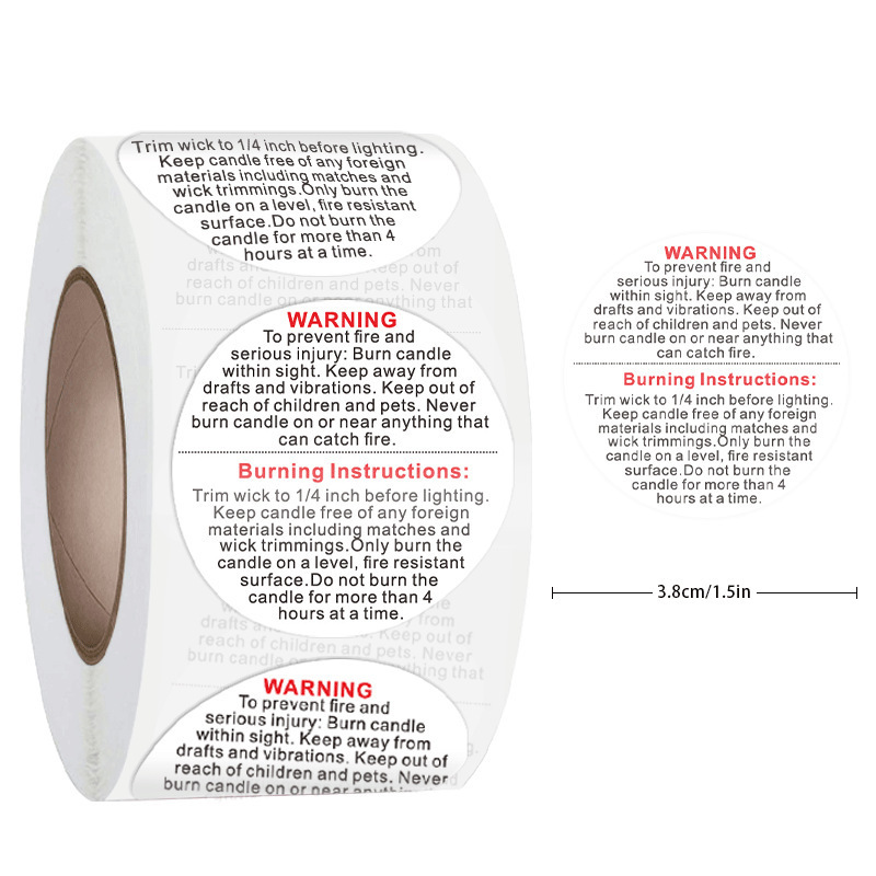 500/卷 1.5英寸幸福贴黑白警告标签圆形警告贴不干胶标签工艺标签