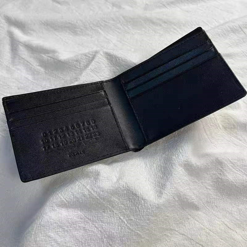 MMM European and American style four-point stitch multi-card litchi pattern top layer cowhide wallet for men and women personality wallet card bag