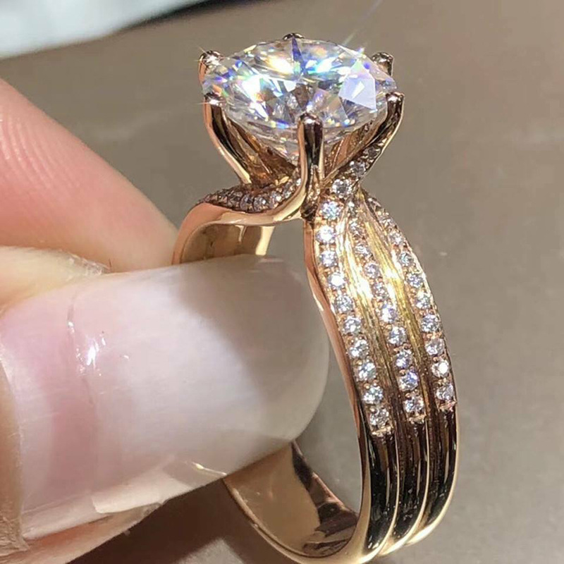 Gioielli e accessori Cao Shi anello di diamanti alla moda di alta qualità con zircone AAA anello di fidanzamento classico da donna con sei griffe in oro_voghion.com