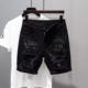 Summer Rapped Thin Denim Shorts Men's Black All-match Popular Washed Slim-fit Five-point Trendy Brand Pants for Youth