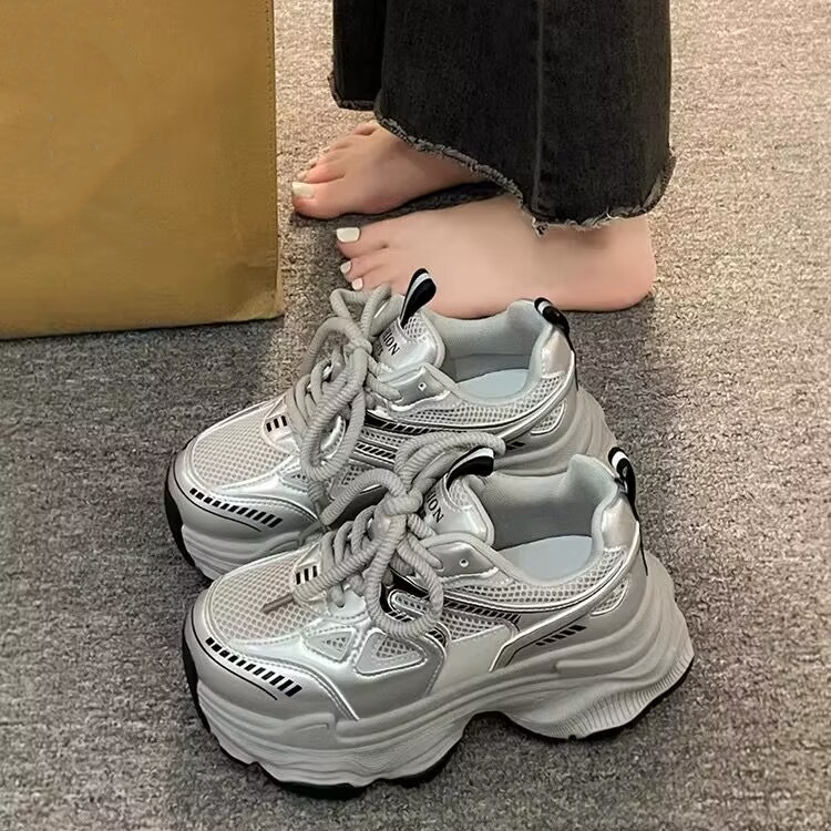 Popular Torre Shoes Women's Spring and Summer 2025 New Thick Sole Increased Mesh Breathable All-match Lightweight Sports Casual Shoes