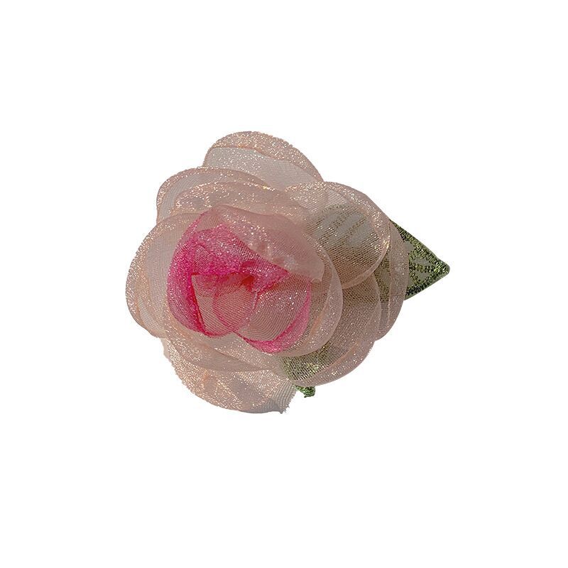 Super Fairy Mori Style Organza Rose Flower Hairpin Women's Spring New Style Side Clip High-grade Elegant Hair Accessories Headwear_voghion.com