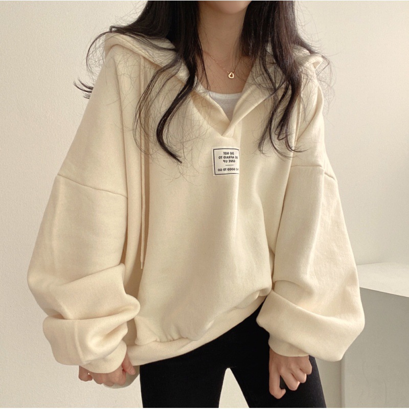 2024 Spring New Patch Design Loose Niche Loose Korean Version Internet Celebrity Student Couple Hooded Sweatshirt Women