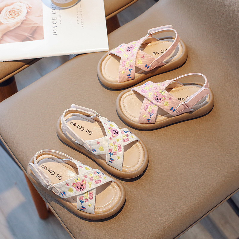 Children Princess Sandals 2025 New Summer Children's Shoes Wholesale Pastoral Style Baby Little Girl Cross Girls' Shoes