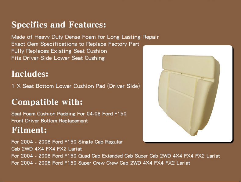 Passend für 04-08 Ford F150 Fahrersitz Hochdichtes Schwammkissen Autositzkissen Vier Jahreszeiten Universal_voghion.com
