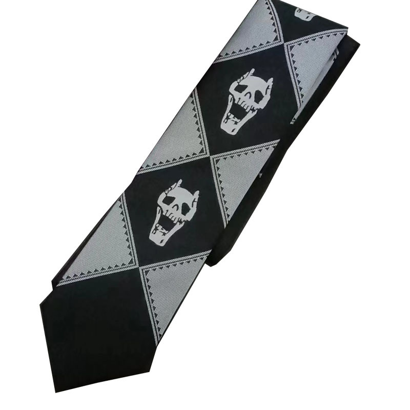 Anime JOJO Tie Kira Yoshiro Wonderful Adventure Skull Black Purple Green Men's Hand Tie