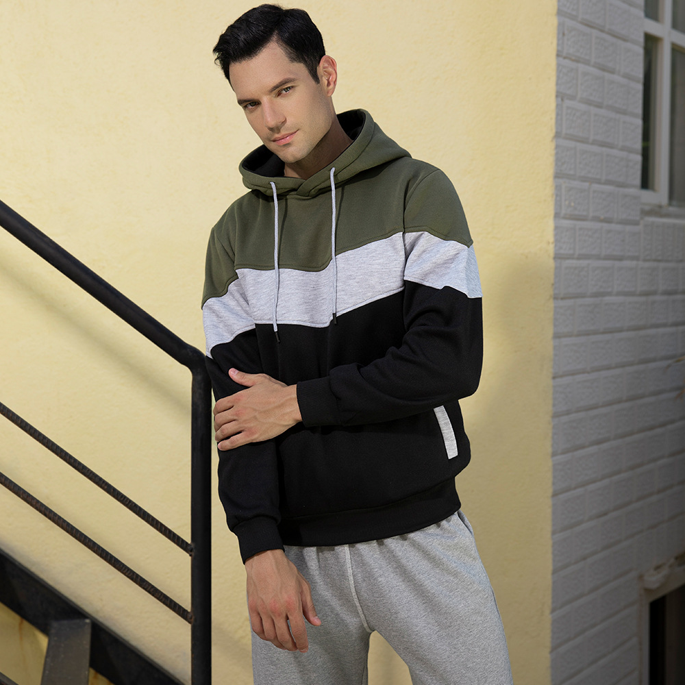 Men's Sweater Amazon Cross-border Color Matching Sweater for Autumn and Winter American Retro Trend Loose Large Size Pullover Men's Wholesale