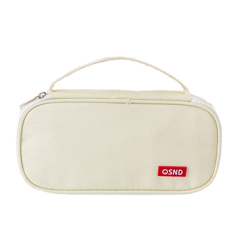Q Liancheng Solid Color Simple Portable Pencil Bag Multi-layer Stationery Storage Bag Thickened Multifunctional Stationery Box