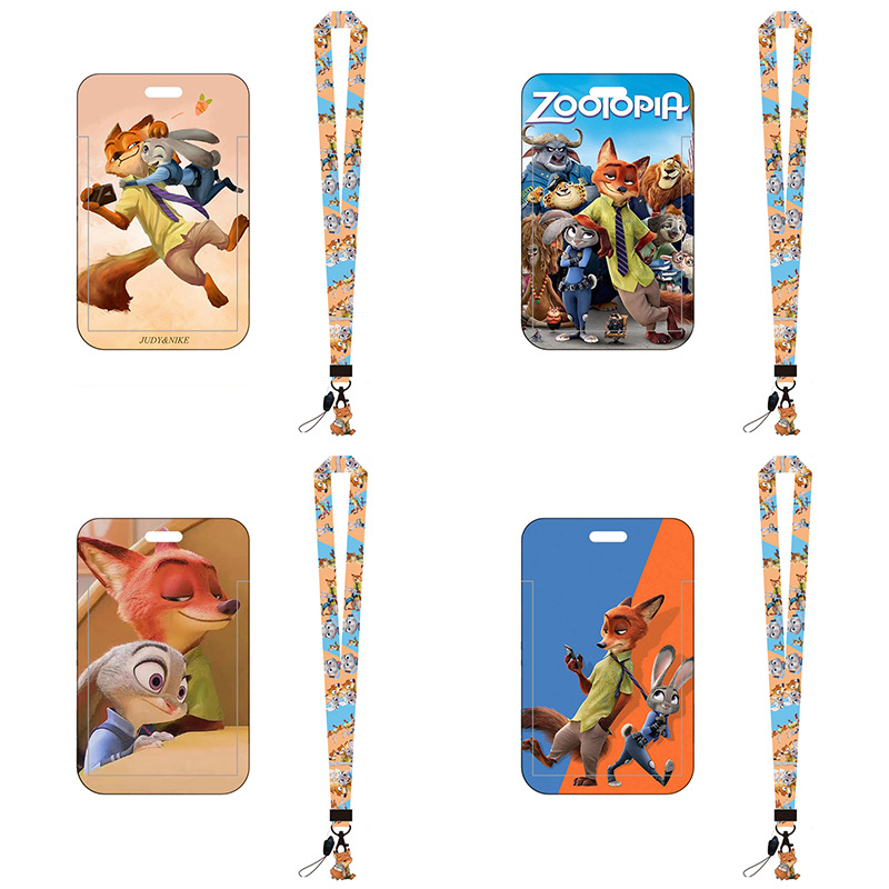 Student ID Bus Card Hard Shell Card Holder Access Control Work Permit Mobile Phone Lanyard Zootopia Judinik