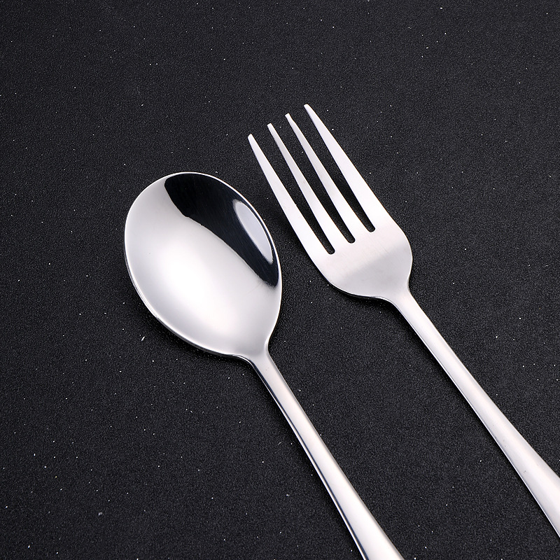 Wholesale light handle fork spoon 1010 round Spoon soup spoon laser logo canteen tableware household spoon stainless steel spoon