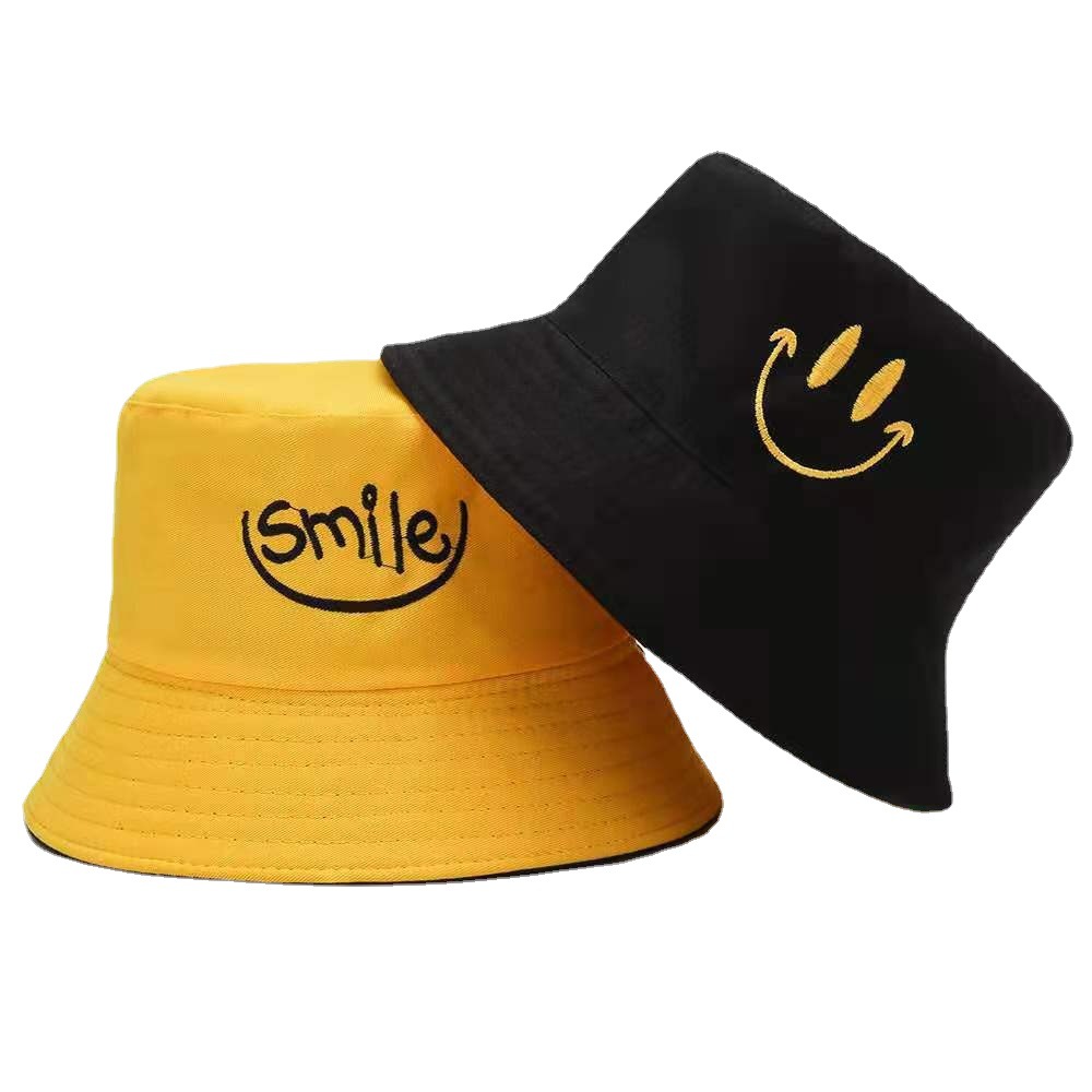Fisherman hat spring and autumn double-sided solid color all-match sun hat fashion female Korean style student embroidery basin hat sun hat
