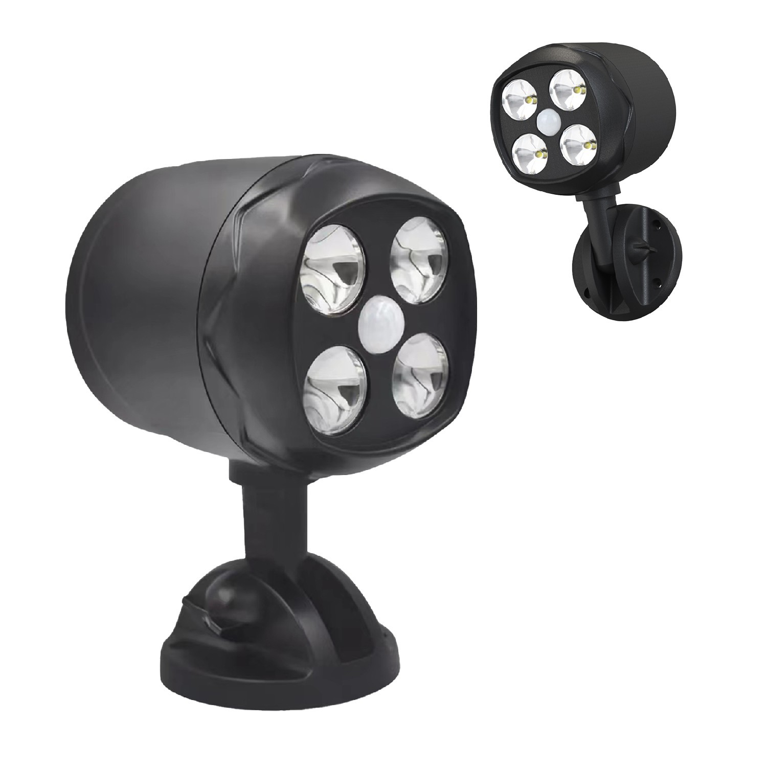 4led human body induction outdoor wall lamp waterproof lighting lamp battery section rotating projection floodlight wall lamp courtyard