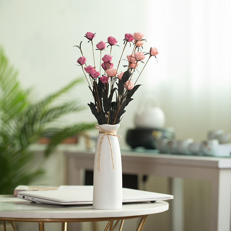 White ceramic vase hydroponic Nordic modern creative home living room table dried flower flower arrangement decorative ornaments wholesale