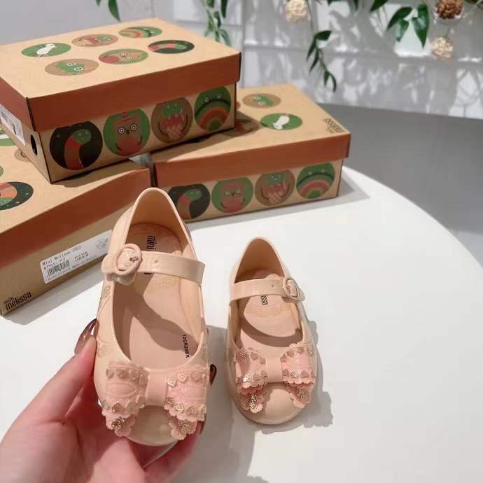 22 Spring and Autumn melissa Melisa children's shoes Children's closed toe princess shoes bow jelly shoes baby single shoes women