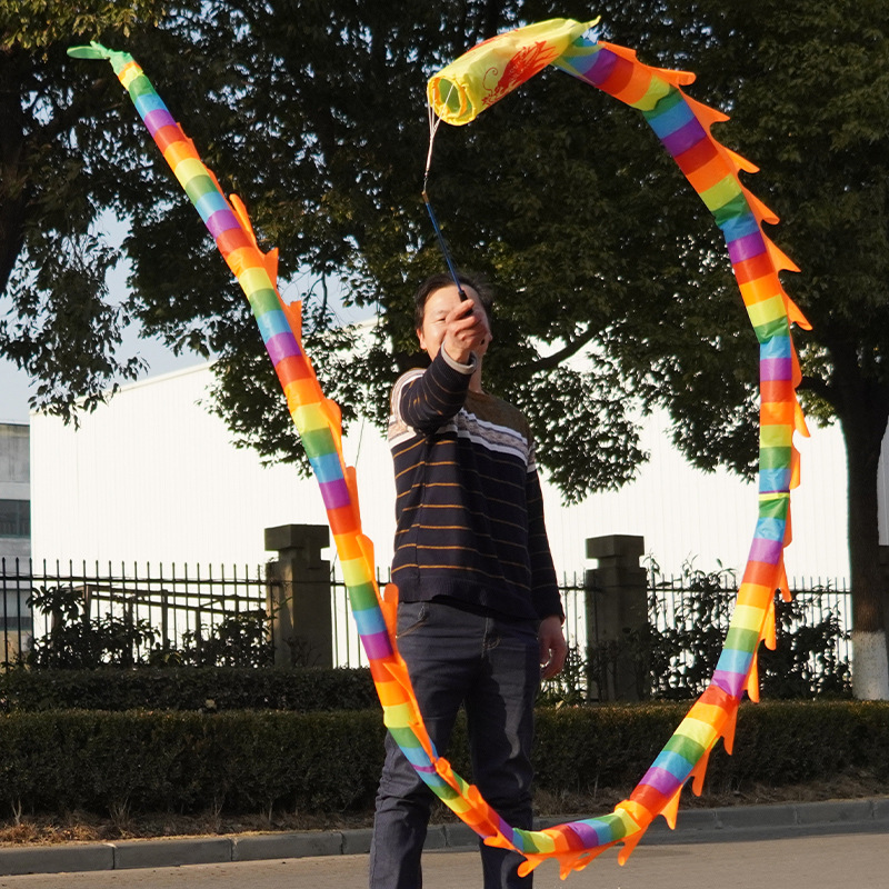 Dragon throwing dragon diabolo Dragon colorful dragon children's dragon dancing ribbon fitness dragon props Dragon Playing Dragon middle-aged and elderly square ribbon hand throwing dragon