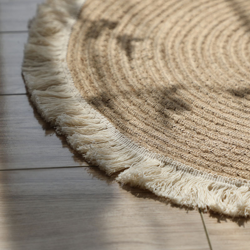 Nordic Cotton Rope Tassel Mat Balcony Cotton Linen Grab Week Carpet Homestay Floor Shop Coffee Table Round Bedroom Japanese Style