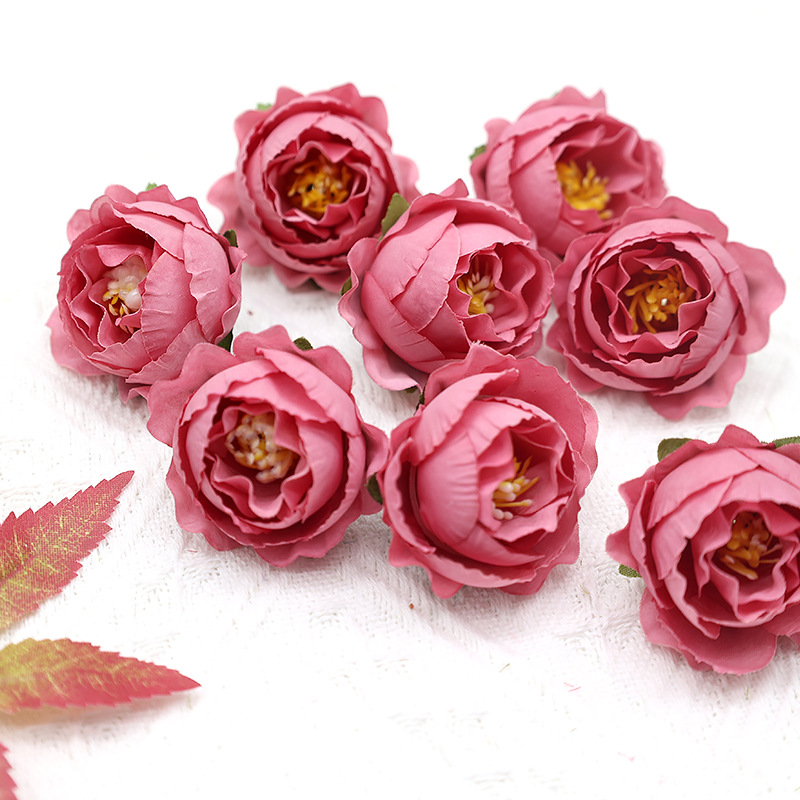 Simulation rose flower head handmade diy wreath material ins style retro tea floral wedding decoration fake flowers wholesale