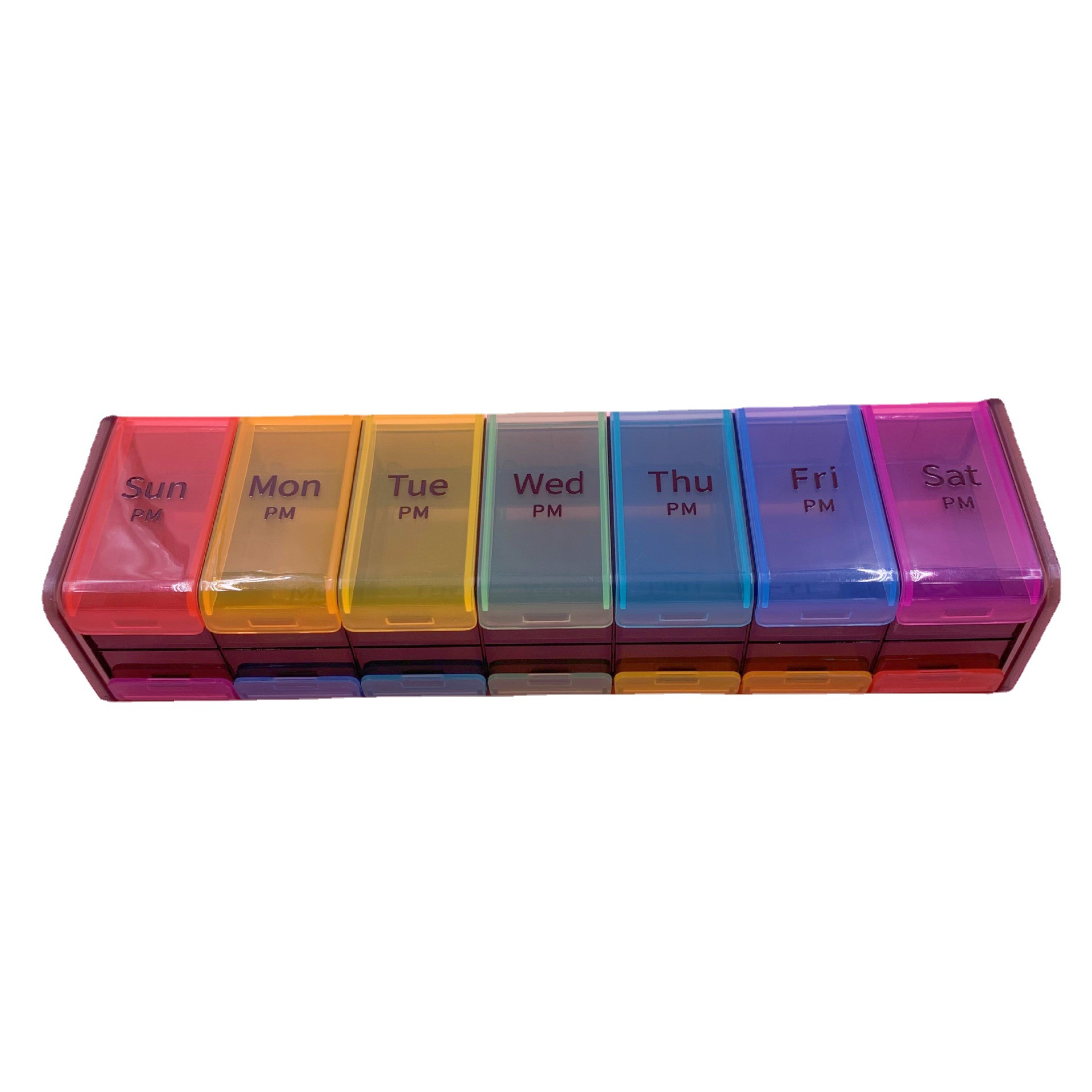Huxinkang new food grade PP plastic box upper and lower layer 14 grid medicine box week plastic medicine box