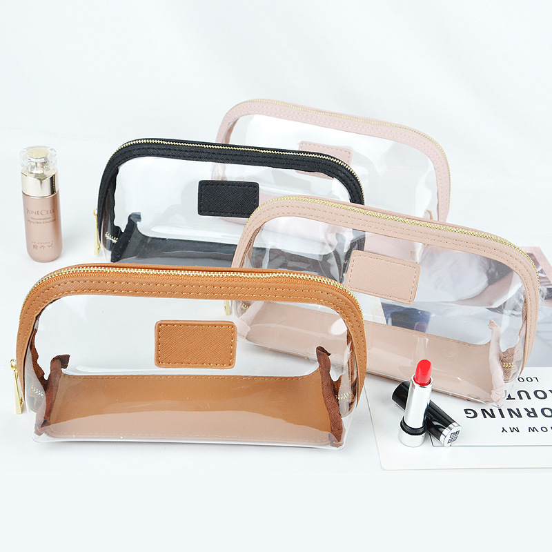 2024 new summer beauty tpu stitching semicircle cosmetic bag advanced simple waterproof storage transparent jelly bag