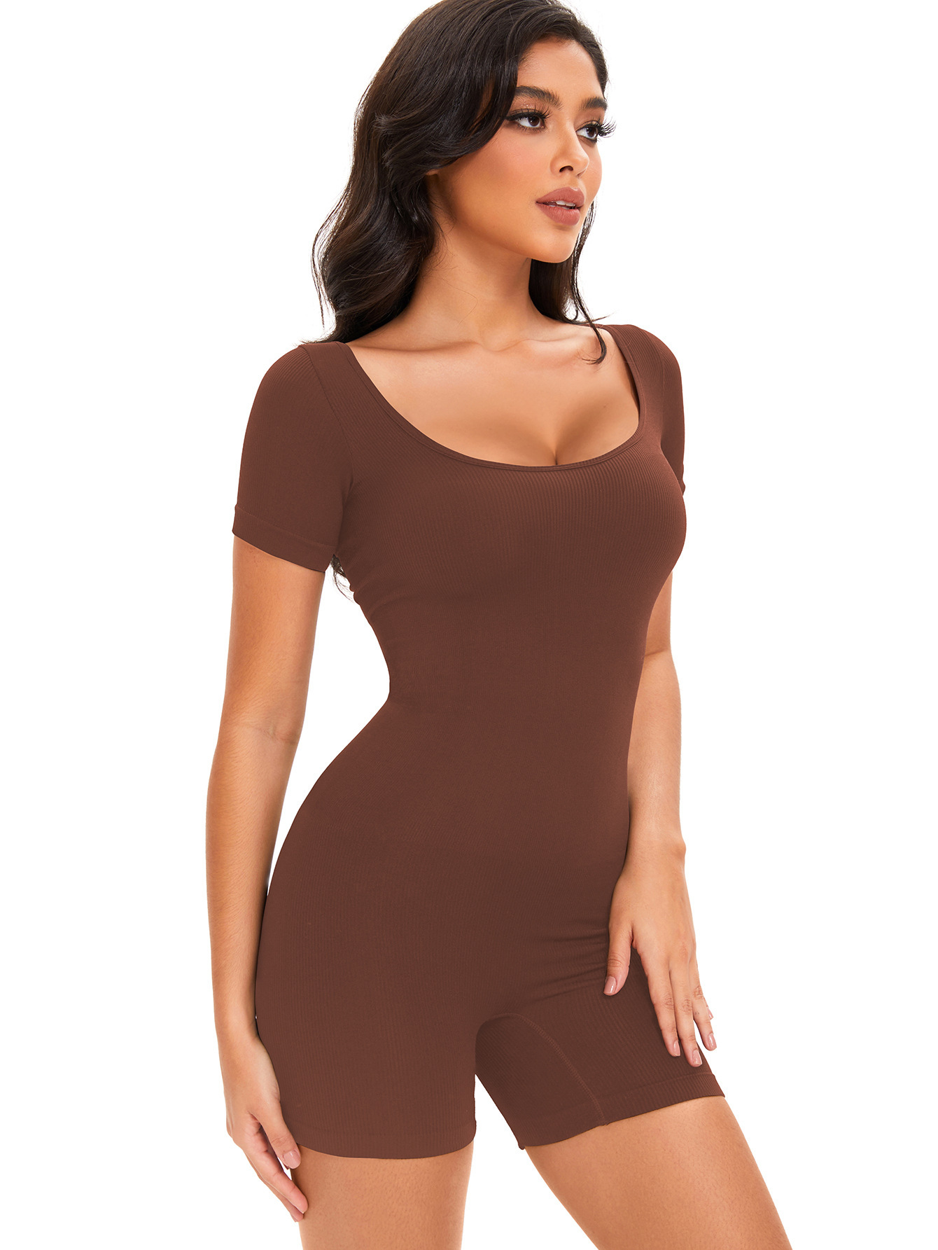 Cross-border plus size Body Shaping Women's Body Shaping Abdominal Seamless Short-sleeved Tunic Yoga Body Shaping European and American_voghion.com