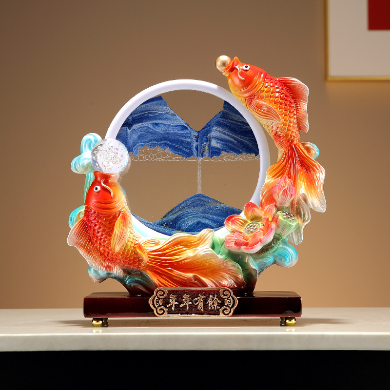 More than a year creative quicksand ornaments new Chinese housewarming gifts wine cabinet decorations resin  fortune