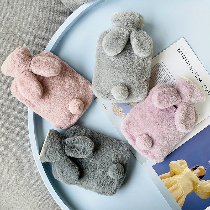 Cartoon Rabbit Plush Hand Warmer Hot Compress Abdominal Warmer Removable and Washable PVC Water Injection Hot Water Bag Cute Factory Wholesale