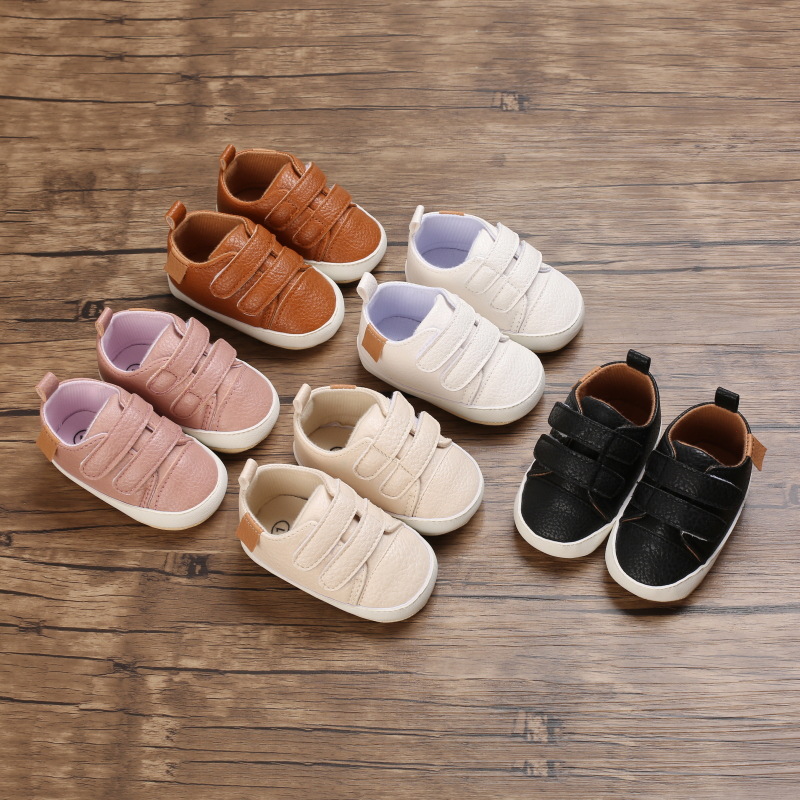 Spring and Autumn New 0-12 Months Soft Bottom Baby Shoes PU Top Low Top Baby Toddler Shoes