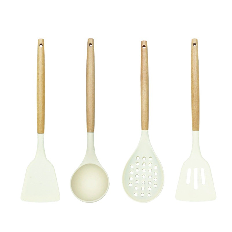 Factory wholesale white non-stick pan silicone spatula high temperature silicone pot spatula soup spoon kitchenware set