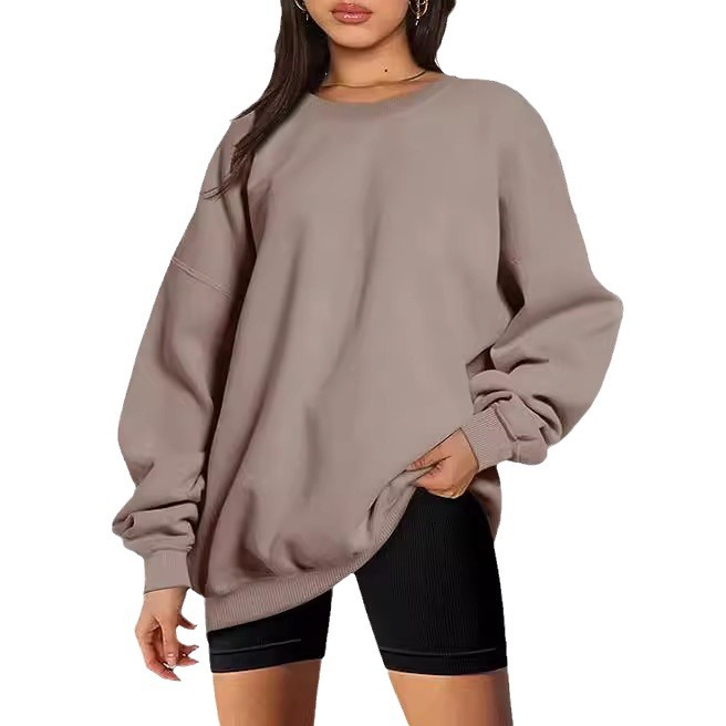 2023 Amazon Women's European and American Cross-border Women's Oversized Loose Sweater Sports Long Sleeve Round Neck Pullover Top