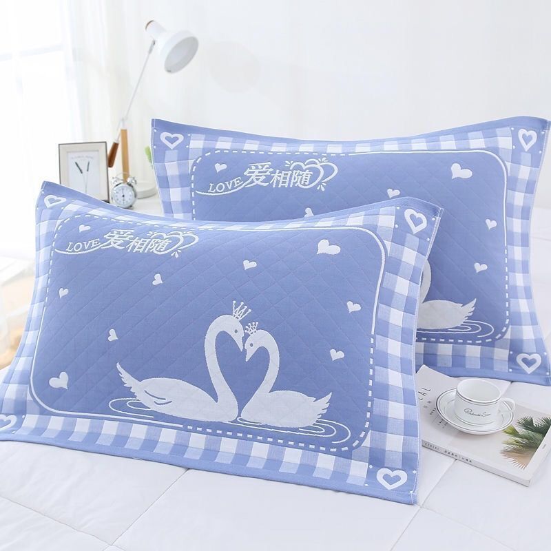 Cotton Pillow Towel A Pair of High-Grade Cotton Gauze Household Adult Pillow Headband Soft Sweat-Absorbing Single-Person Four-Season Cover Towel for Hair