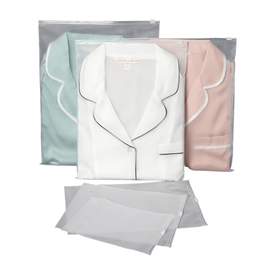Transparent clothing clothes packaging bag zipper frosted storage wholesale LOGO thickened plastic gift ziplock bag pe