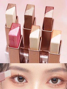 Lazy two-color Eyeshadow Stick Eyeshadow Pen Waterproof sweat-proof pearlescent eyeshadow earth color beginner