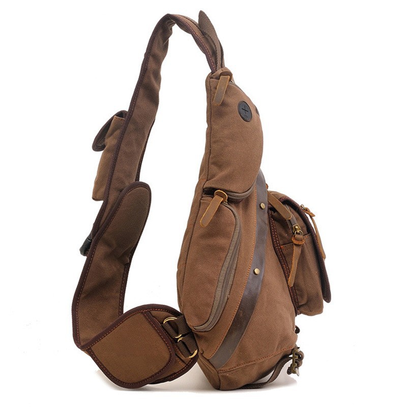 New Multi-functional Canvas Bag Large Capacity Chest Bag Single Shoulder Backpack Dual-purpose Single Shoulder Men's Crossbody Bag Fashionable Men's Bag
